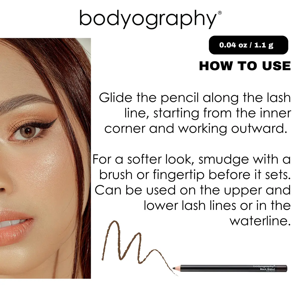 Bodyography Cream Eye Pencil Virgin - White Wooden Eyeliner for Eyes & Eyebrows, Long-Lasting Cruelty-Free Coconut Oil Cosmetic Liner - view 5