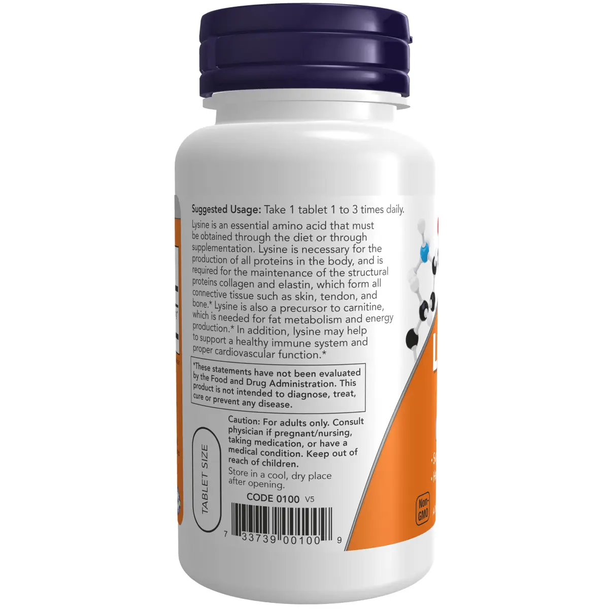 NOW Supplements, L-Lysine 500 mg, Amino Acid, 100 Tabs | Supports Collagen & Immune Function - view 3