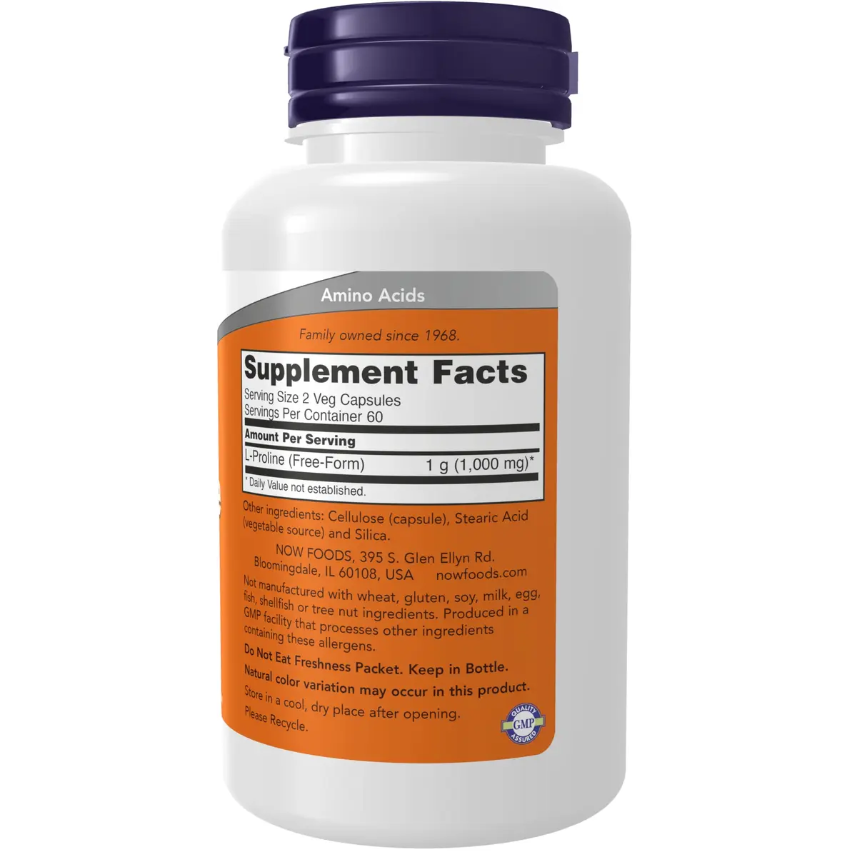 NOW Supplements, L-Proline 500 mg, Collagen Production, 120 Veg Caps | Supports Skin & Connective Tissues - view 2