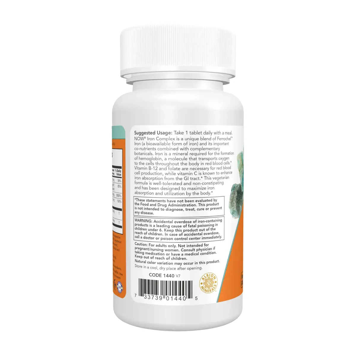 NOW Foods Iron Complex Mineral Supplement Tablets 100 Count | Essential Mineral for Oxygen Transport - view 3