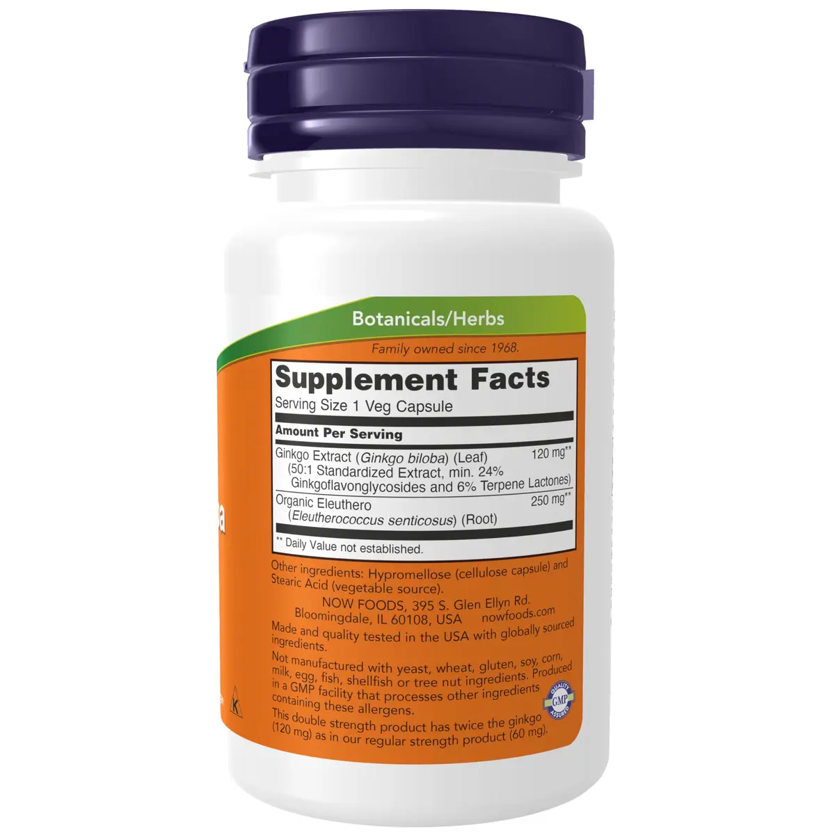 NOW Supplements Ginkgo Biloba 120 mg Double Strength 50 Veg Caps | Supports Brain Health & Memory - view 2
