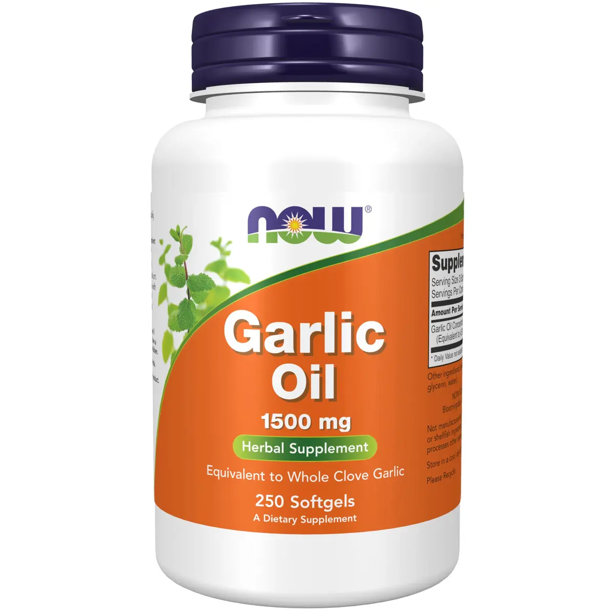 NOW Foods Garlic Oil 1500 mg Herbal Supplement 250 Softgels | Natural Sulfur Compounds - main product image