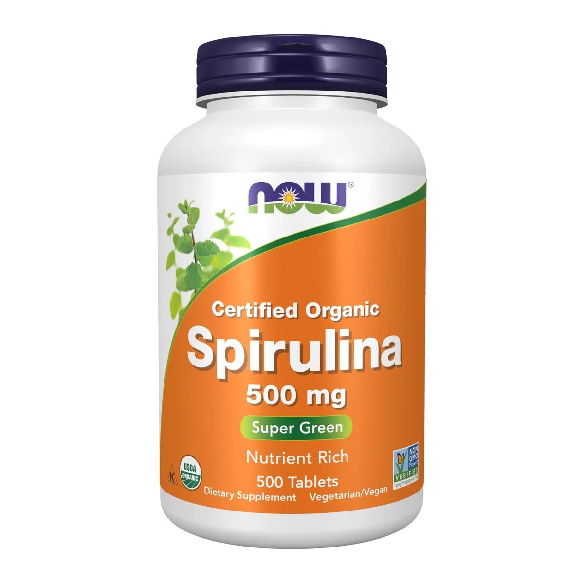 NOW Organic Spirulina 500 mg | Pure, Nutrient-Rich Microalgae Supplement for Adults - main product image