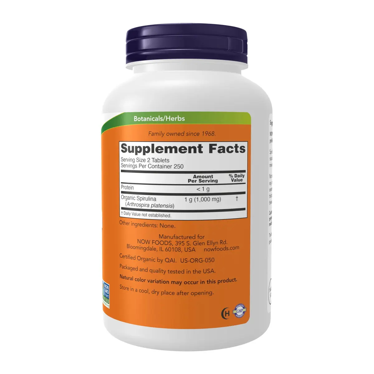 NOW Organic Spirulina 500 mg | Pure, Nutrient-Rich Microalgae Supplement for Adults - view 2