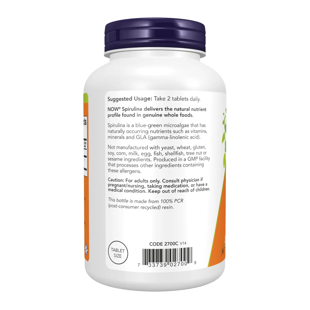 NOW Organic Spirulina 500 mg | Pure, Nutrient-Rich Microalgae Supplement for Adults - view 3