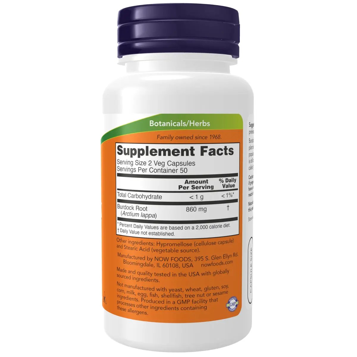NOW Foods Burdock Root Herbal Supplement 430 mg 100 Veg Capsules | Traditional Herbalist Use - view 2