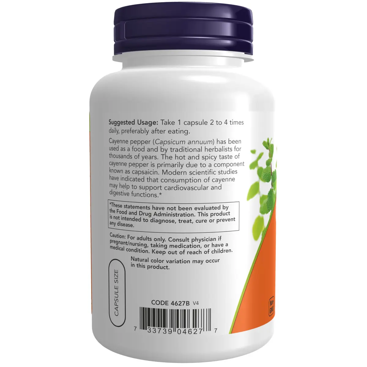 NOW Cayenne (Capsicum annuum) 500 mg | Supports Digestion & Blood Vessels | 250 Veg Caps - view 3