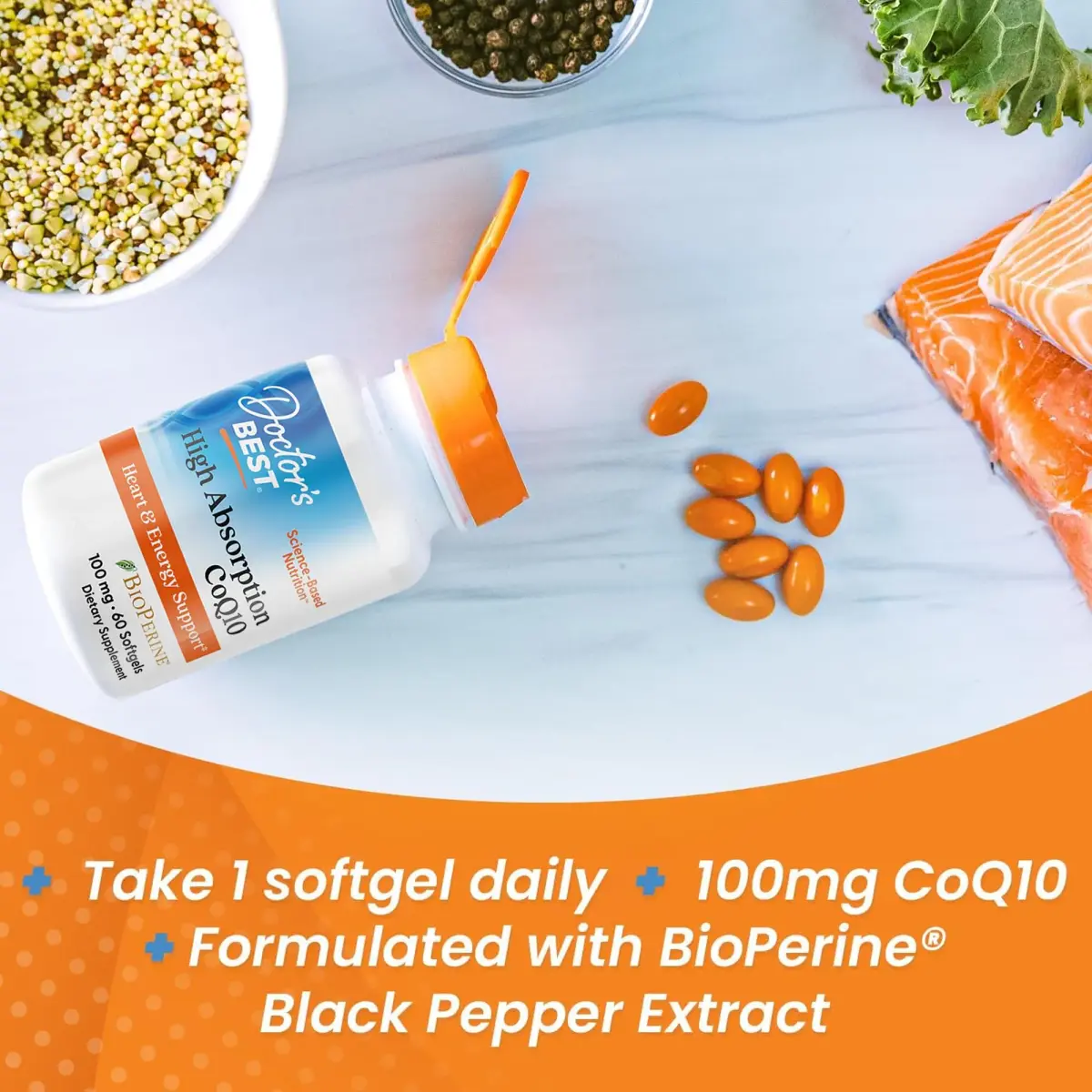 Doctor's Best High Absorption CoQ10 with BioPerine 100 mg 60 SoFtgels | Heart Health & Energy Production - view 7