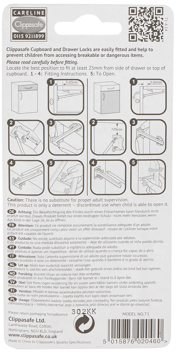 Clippasafe Cupboard Locks Pack of 6 | Childproof Safety Latches for Drawers & Cabinets - view 3