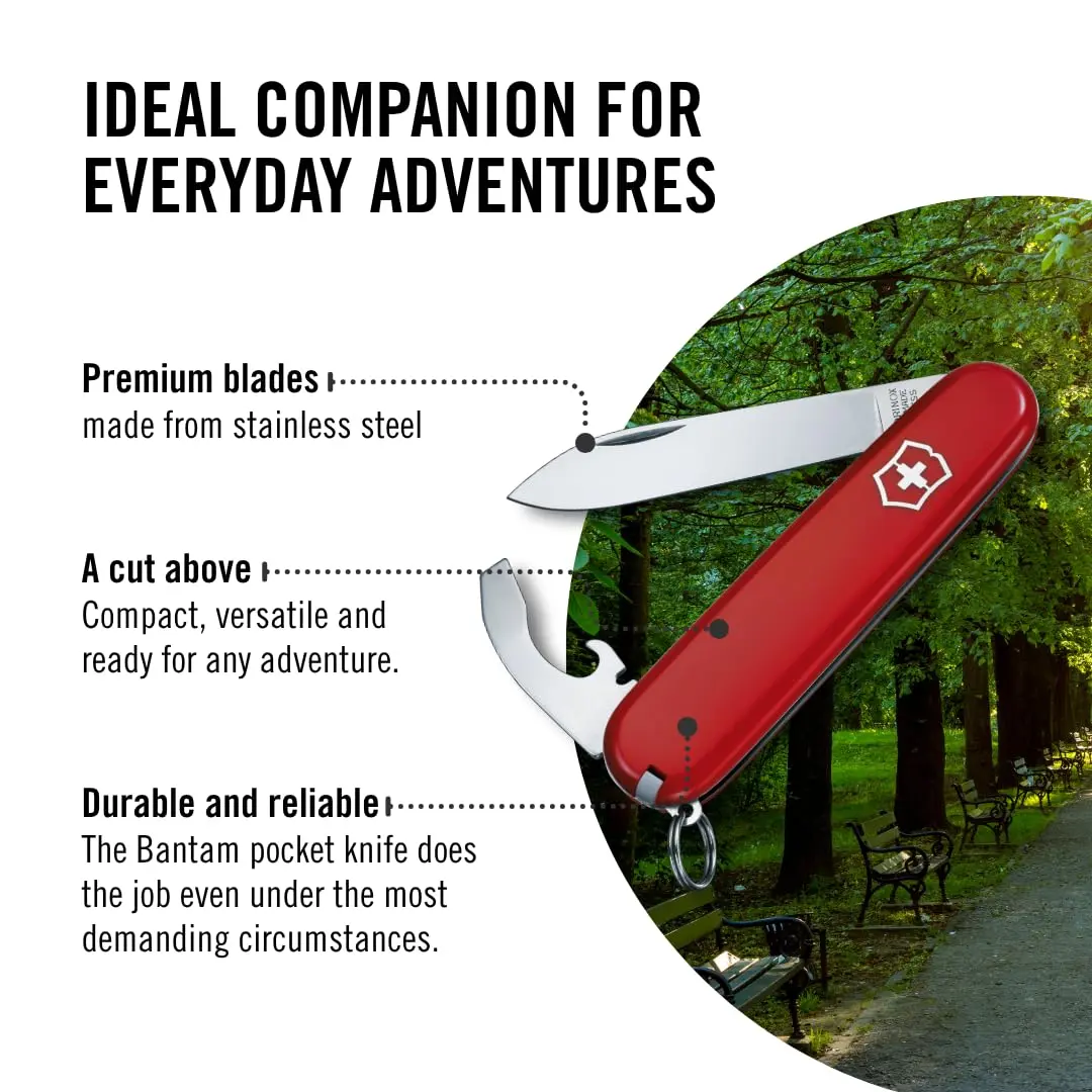 Victorinox Bantam Swiss Army Knife, 8-Function Pocket Knife, Red | 9.1 cm (3.6 in) Folded Length - view 5
