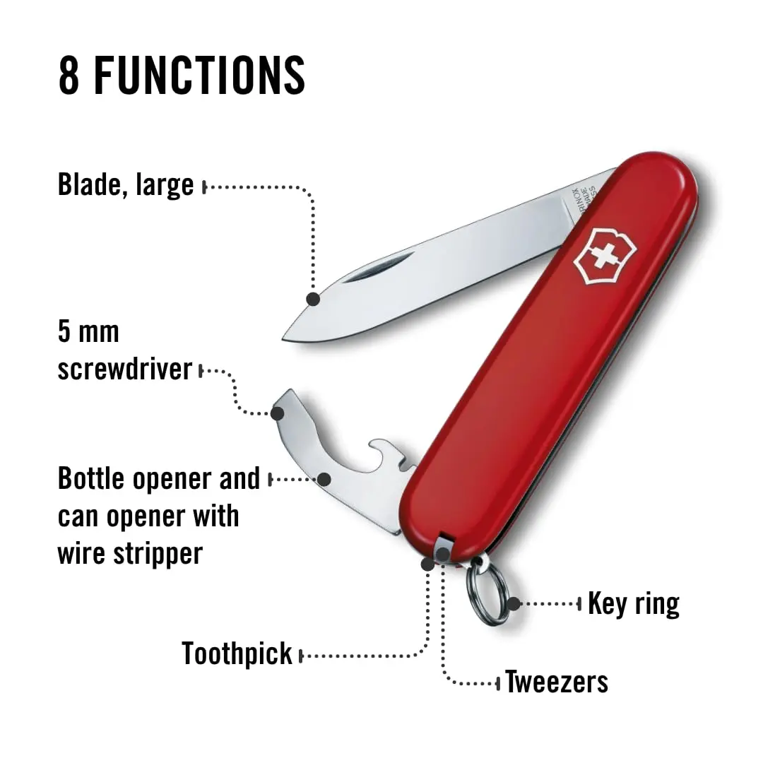 Victorinox Bantam Swiss Army Knife, 8-Function Pocket Knife, Red | 9.1 cm (3.6 in) Folded Length - view 4