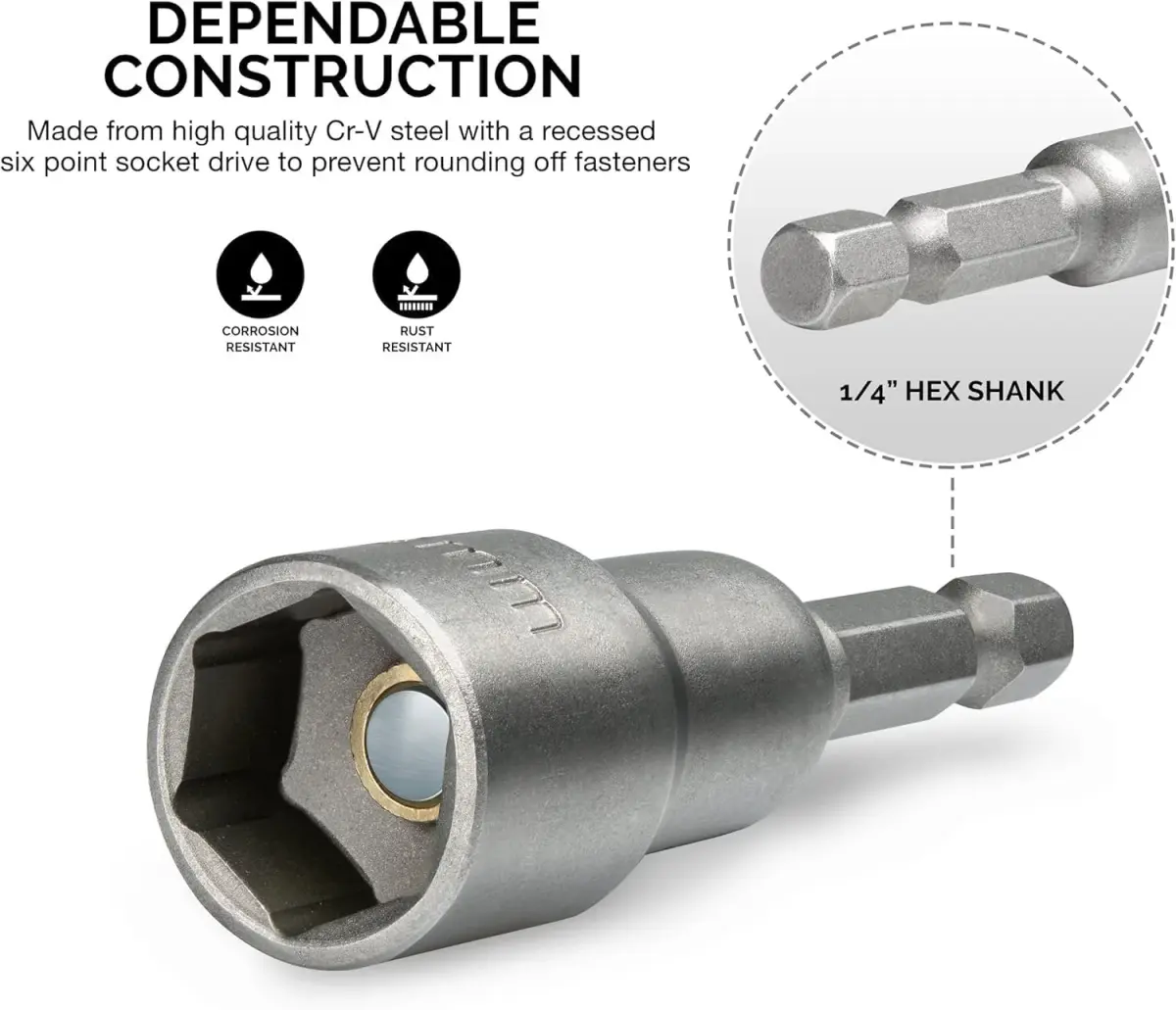 NEIKO 10066A Magnetic Nut Driver Set 5 Piece SAE 1/4" to 1/2" | Cr-V Steel - view 2