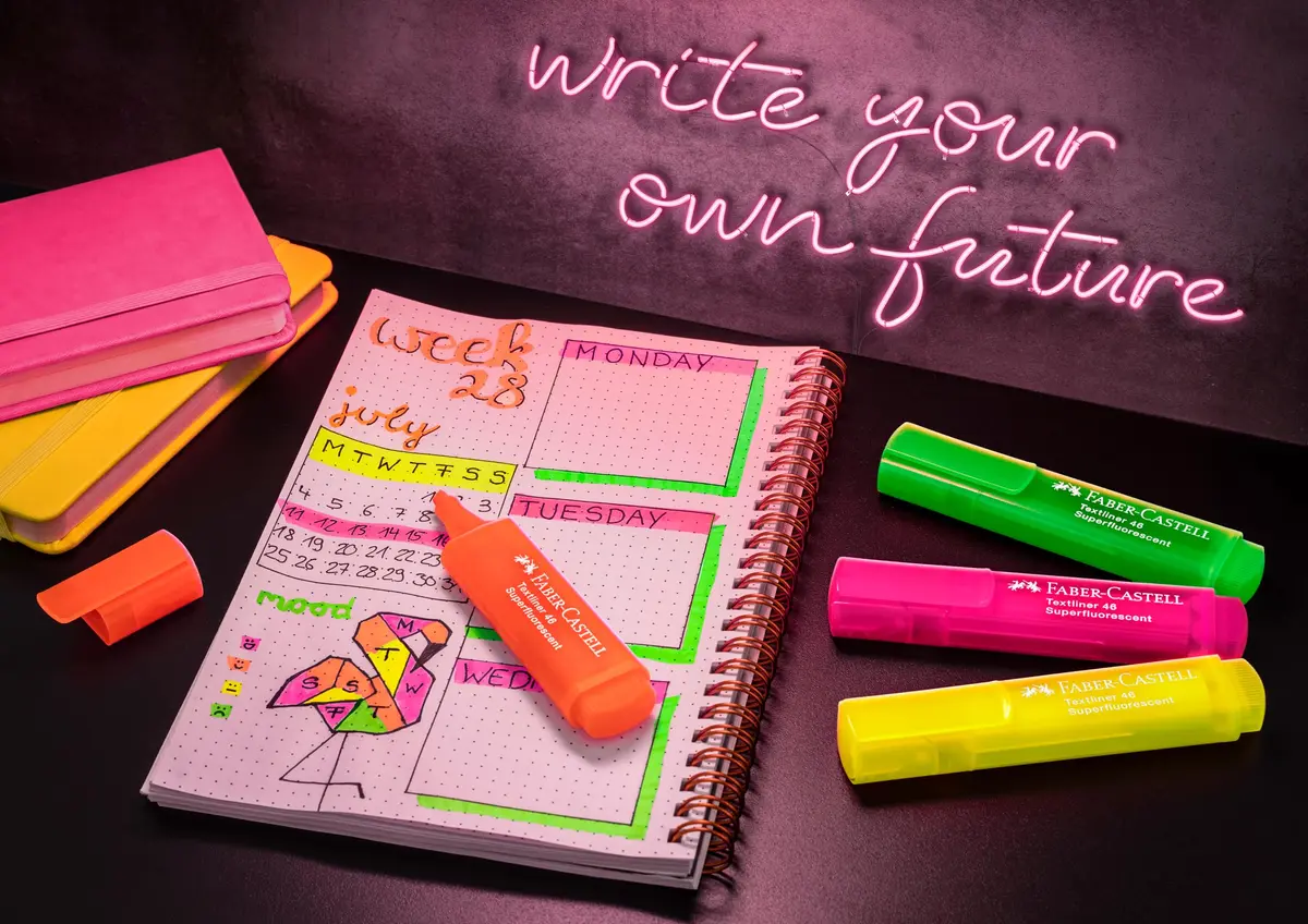 Faber-Castell Fluorescent Highlighters, 8 Neon Colors | Chisel Tip, Water-Based Ink, 1-5mm Line Widths - view 2