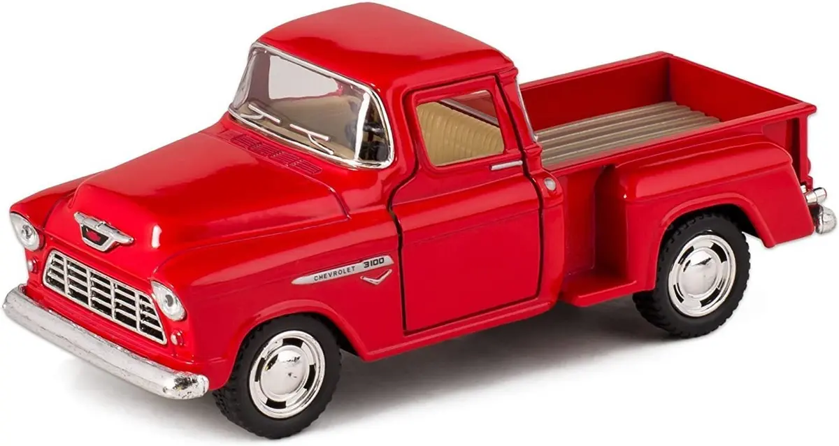 KiNSMART 1955 Chevrolet Stepside Pickup Truck 5 Inch 1:32 Scale Die Cast Metal Little Truck (Red) | Classic American Model - main product image