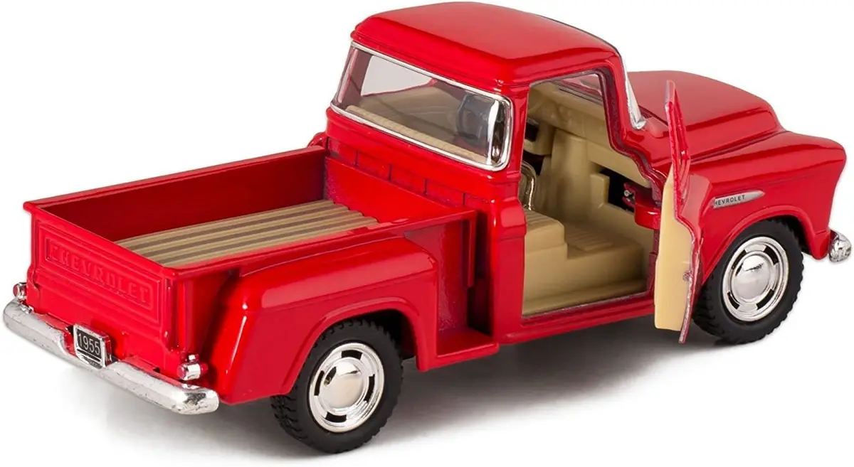 KiNSMART 1955 Chevrolet Stepside Pickup Truck 5 Inch 1:32 Scale Die Cast Metal Little Truck (Red) | Classic American Model - view 2