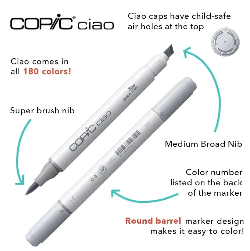 Copic Ciao Alcohol Markers 36 Colors Dual Brush Tip Set for Art & Illustration - view 3