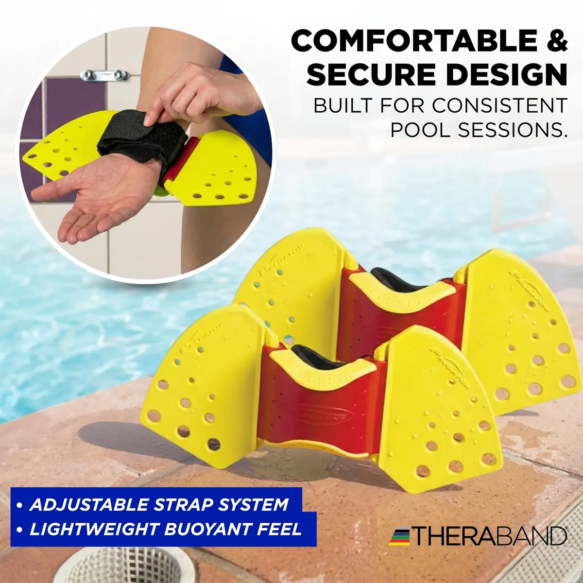THERABAND Aquafins Aquatic Exercise Kit, 2 Fins, Mesh Bag, Water Aerobics | Low Impact Full Body Resistance - view 6