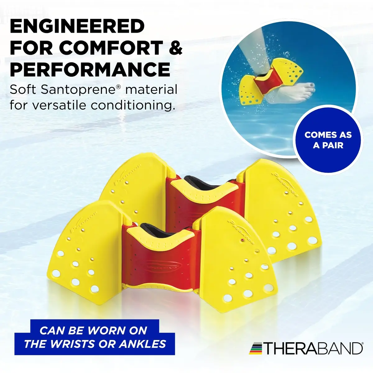 THERABAND Aquafins Aquatic Exercise Kit, 2 Fins, Mesh Bag, Water Aerobics | Low Impact Full Body Resistance - view 3