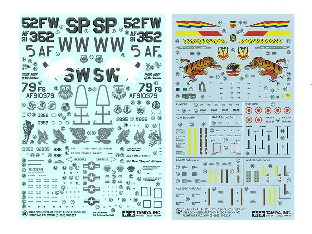 Tamiya 61098 1/48 Lockheed Martin F-16CJ Plastic Model Airplane Kit | Accurate USAF Fighter-Bomber - view 7