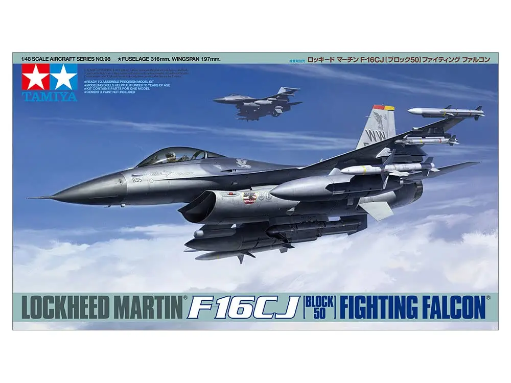 Tamiya 61098 1/48 Lockheed Martin F-16CJ Plastic Model Airplane Kit | Accurate USAF Fighter-Bomber - view 2