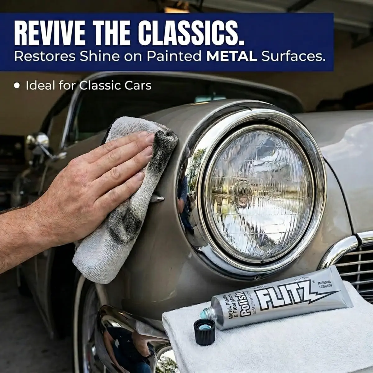 Flitz Metal Polish Paste 1.76oz | Non-Abrasive Light Oxidation Remover for Solid Metals - view 9