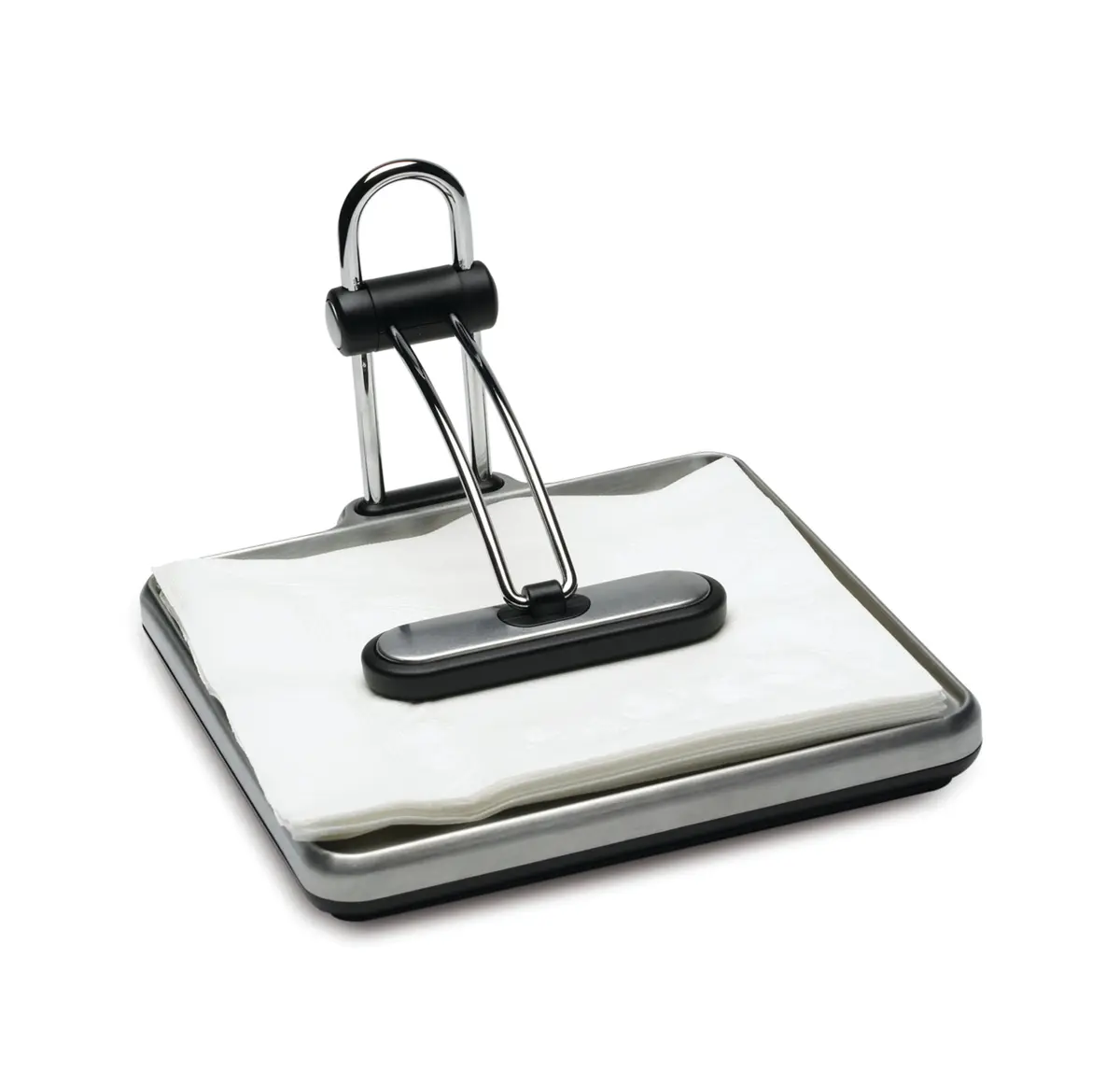 simplehuman Quick Grip Napkin Holder, Stainless Steel, Brushed | Weighted Tension Arm for One Napkin at a Time - view 2