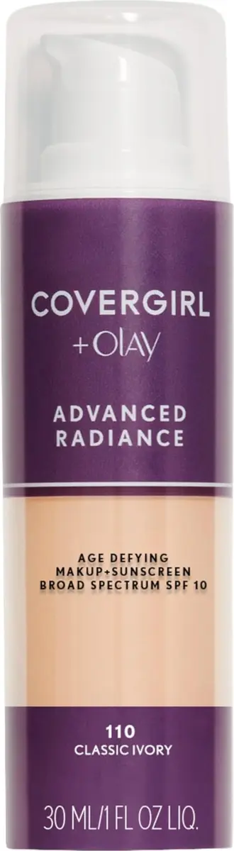 COVERGIRL Advanced Radiance Age-Defying Liquid Foundation 110 Classic Ivory | Youthful, Radiant Coverage - main product image