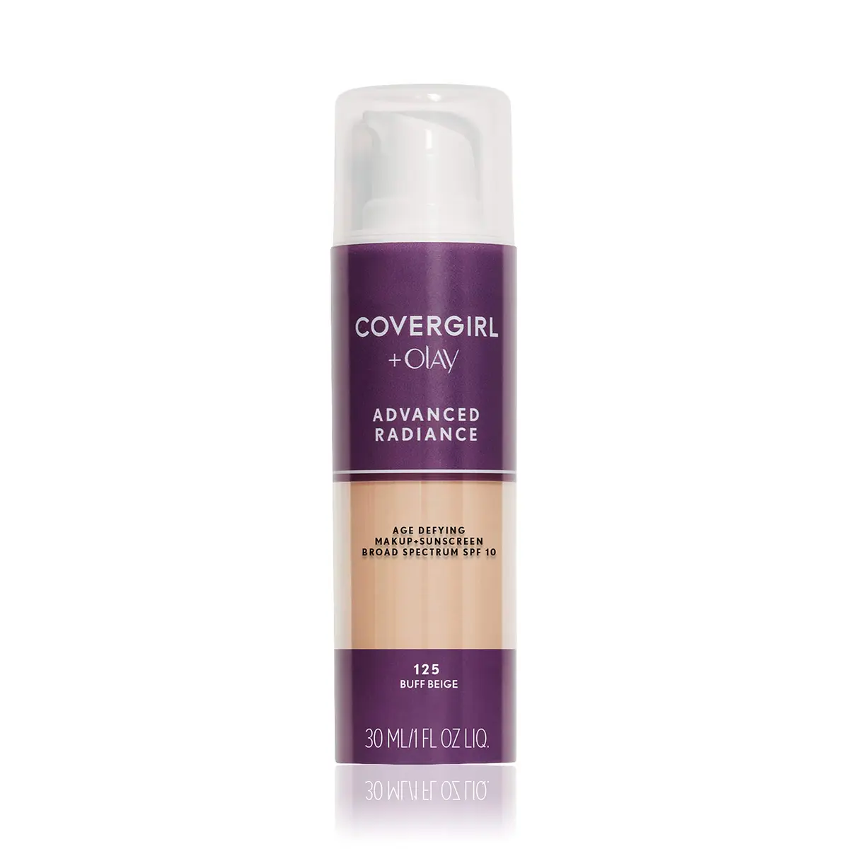 COVERGIRL Advanced Radiance Age-Defying Foundation Makeup, Buff Beige, 1 oz | Youthful Radiance & Fine Line Coverage - main product image