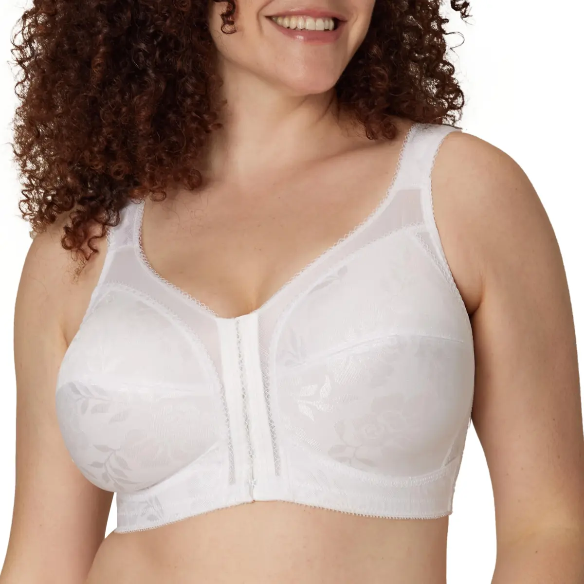 PLAYTEX 18 Hour Supportive Wireless Bra with Front Closure, Full Coverage DD, White - main product image