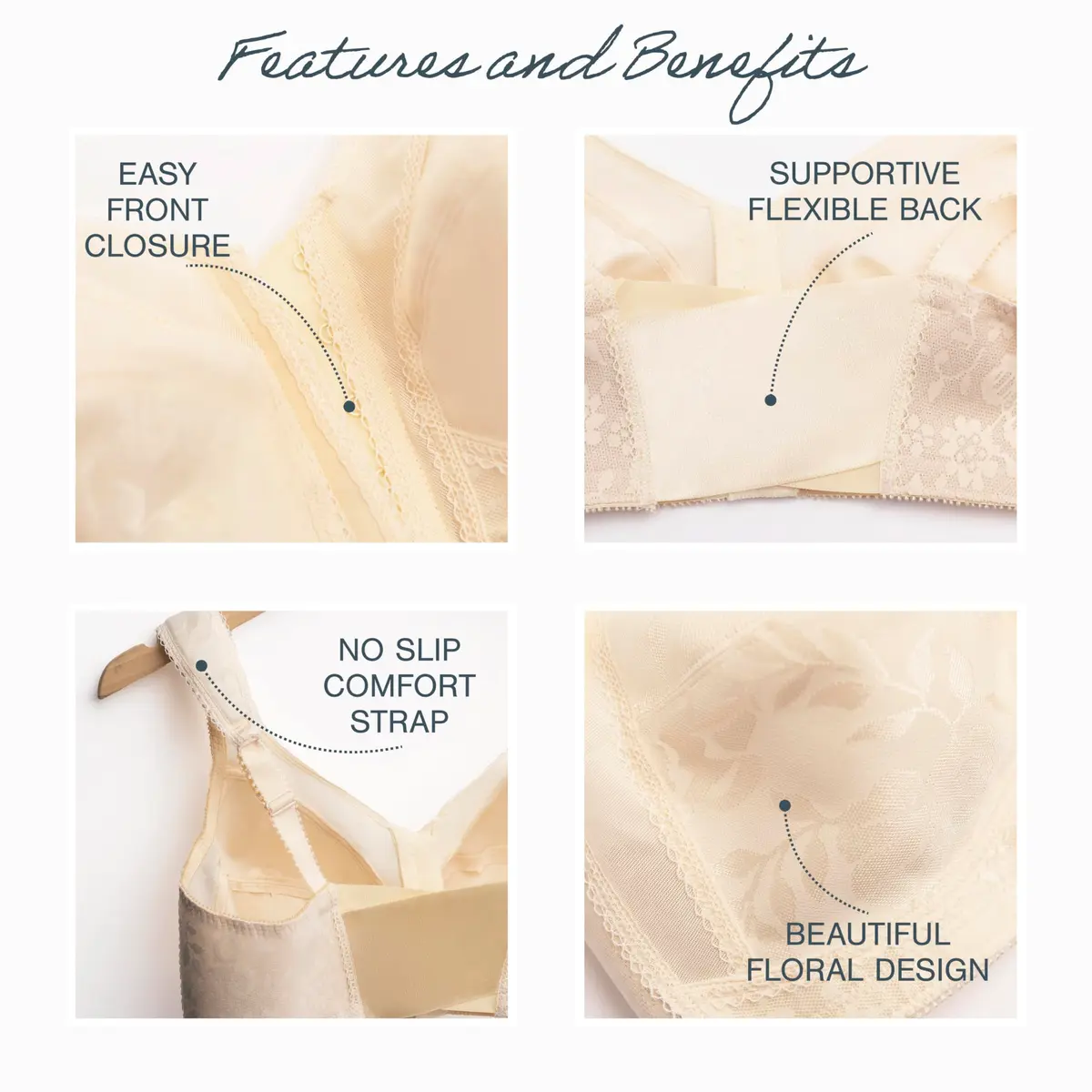 PLAYTEX 18 Hour Supportive Wireless Bra with Front Closure, Full Coverage DD, White - view 4