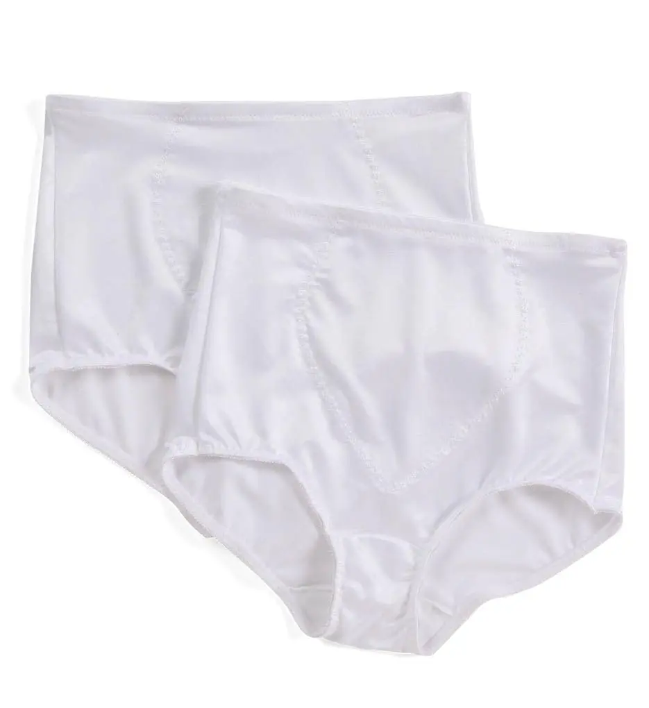 Bali Women's Shapewear Tummy Panel Brief Firm Control 2-Pack, White, Large | All-Day Comfort & Firm Control - main product image