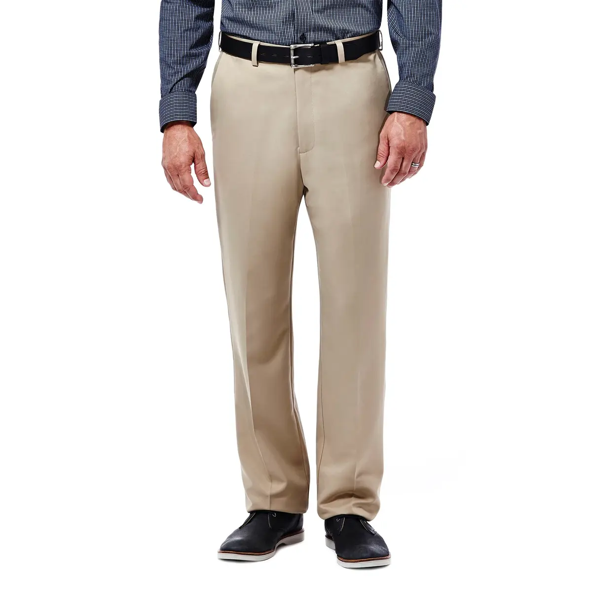 Haggar Mens Cool 18 Classic Fit Flat Front Pants 38W x 30L | Wrinkle-Resistant, Moisture Wicking, No-Iron - main product image