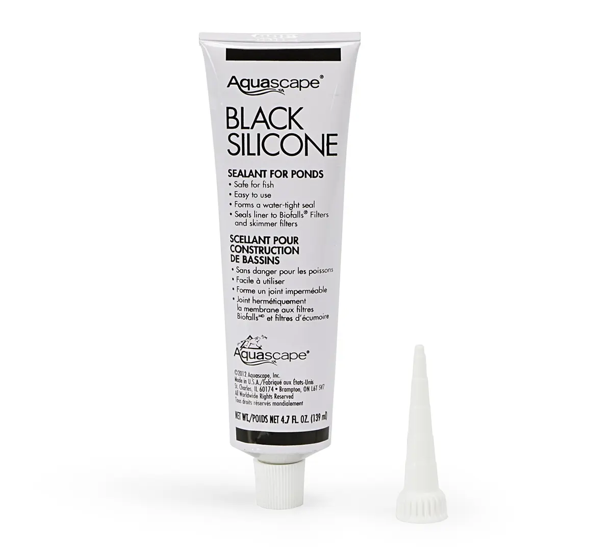 Aquascape Black Silicone Sealant – Fish-Safe Waterproof Silicone for Ponds, Aquariums, Terrariums, and Home Repairs, 4.7 oz Tube, 22010 - main product image