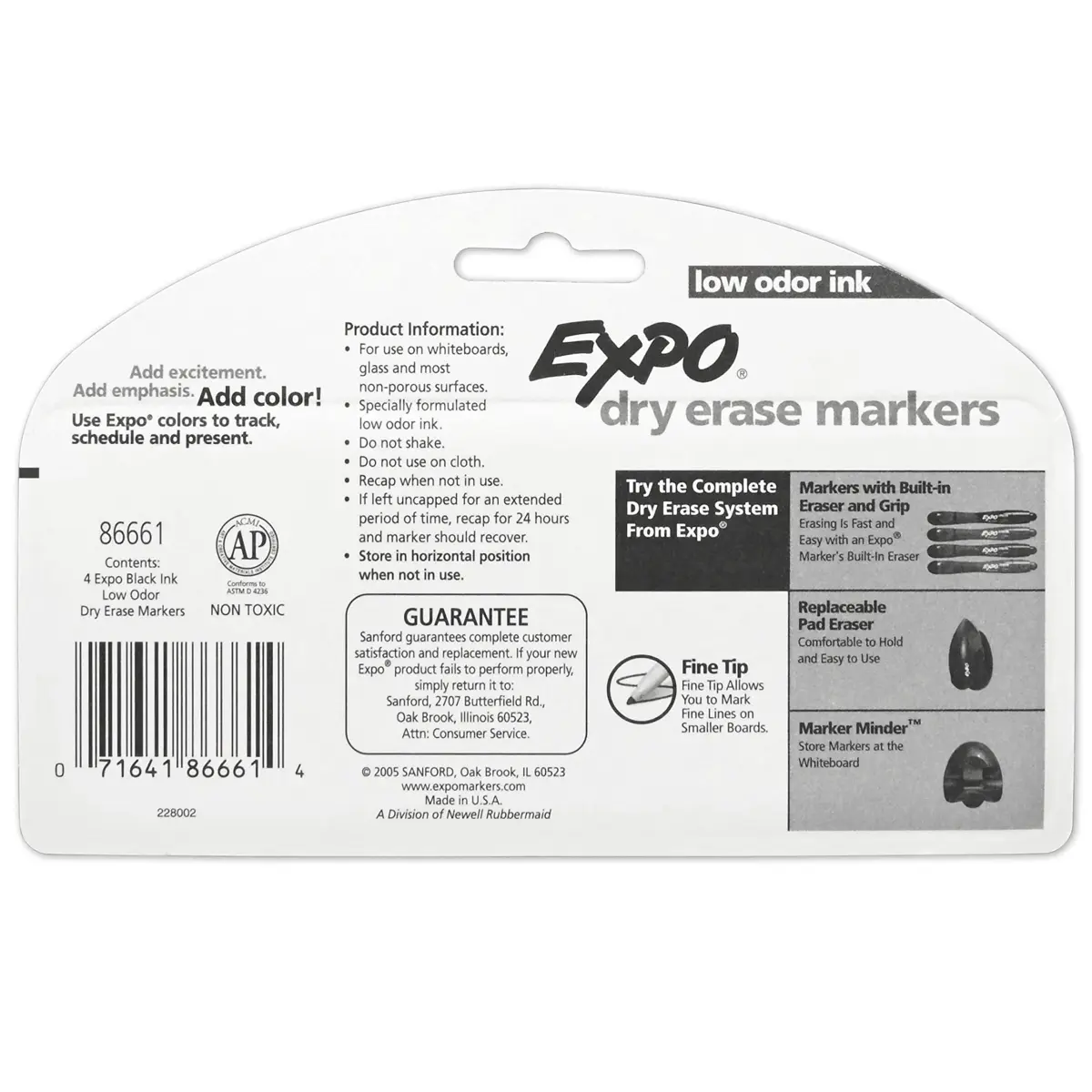 EXPO Low Odor Dry Erase Markers, Fine Tip, Black, 4 Count | Smooth Ink Flow - view 9