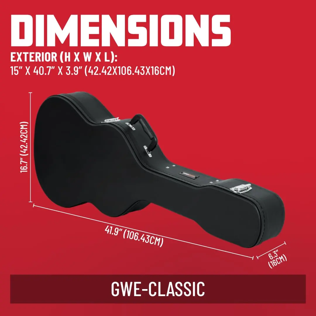 Gator Classical Guitar Hard-Shell Case 40.4” | Impact-Resistant, Black, 31oz - view 5