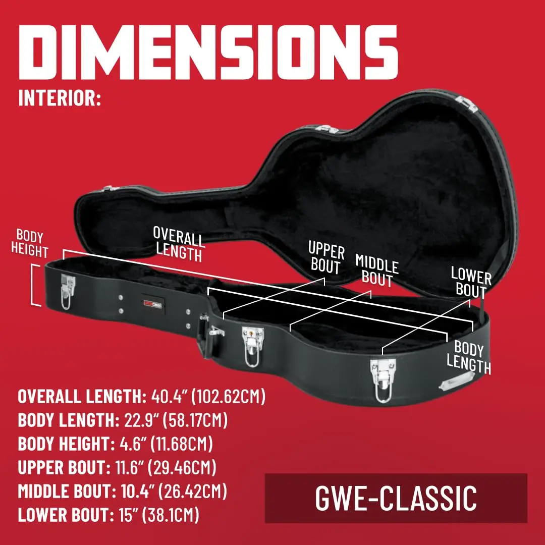 Gator Classical Guitar Hard-Shell Case 40.4” | Impact-Resistant, Black, 31oz - view 4