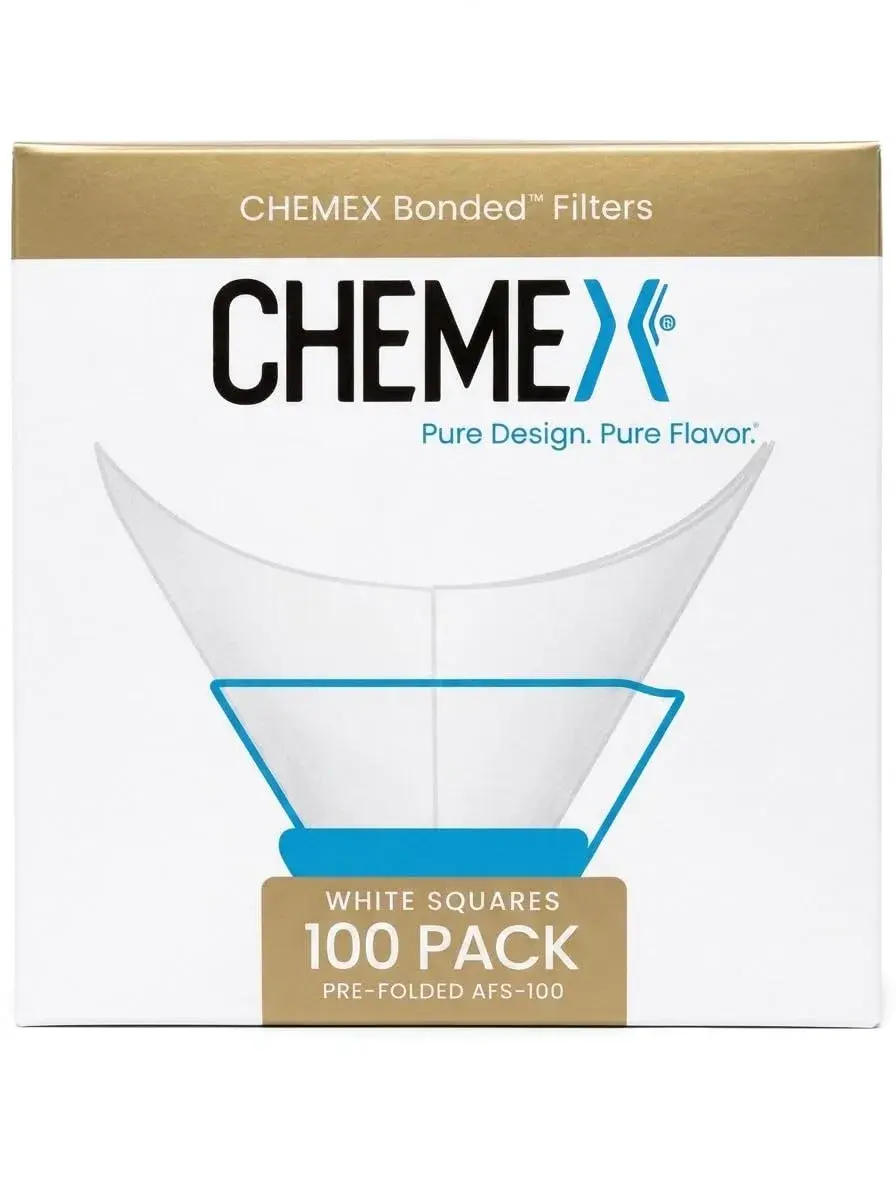 Chemex Bonded Square Coffee Filters, 100 Count | 20-30% Thicker Paper for Pure Coffee Flavor - main product image