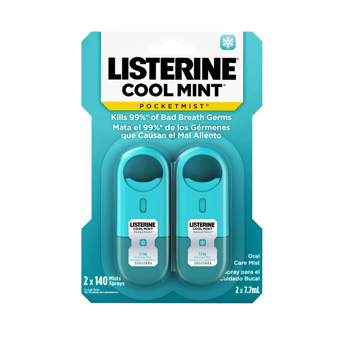 Listerine Cool Mint Pocketmist Oral Care Mist, 0.26 Fl Oz (Pack of 2) | Kills 99% Bad Breath Germs - main product image