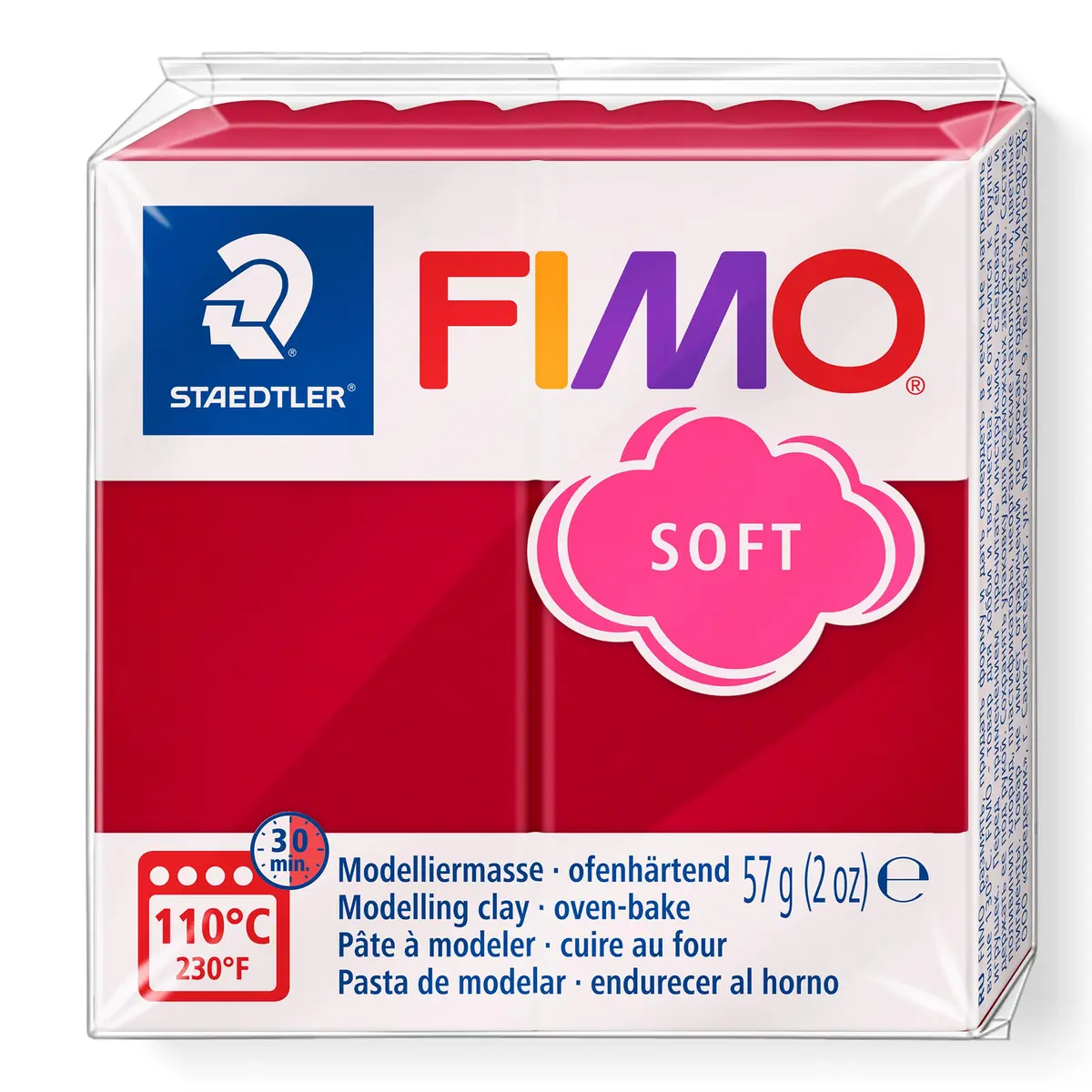 Staedtler FIMO Soft Polymer Clay Cherry Red 57 g | Oven Bake Craft Clay for Jewelry & Sculpting - main product image