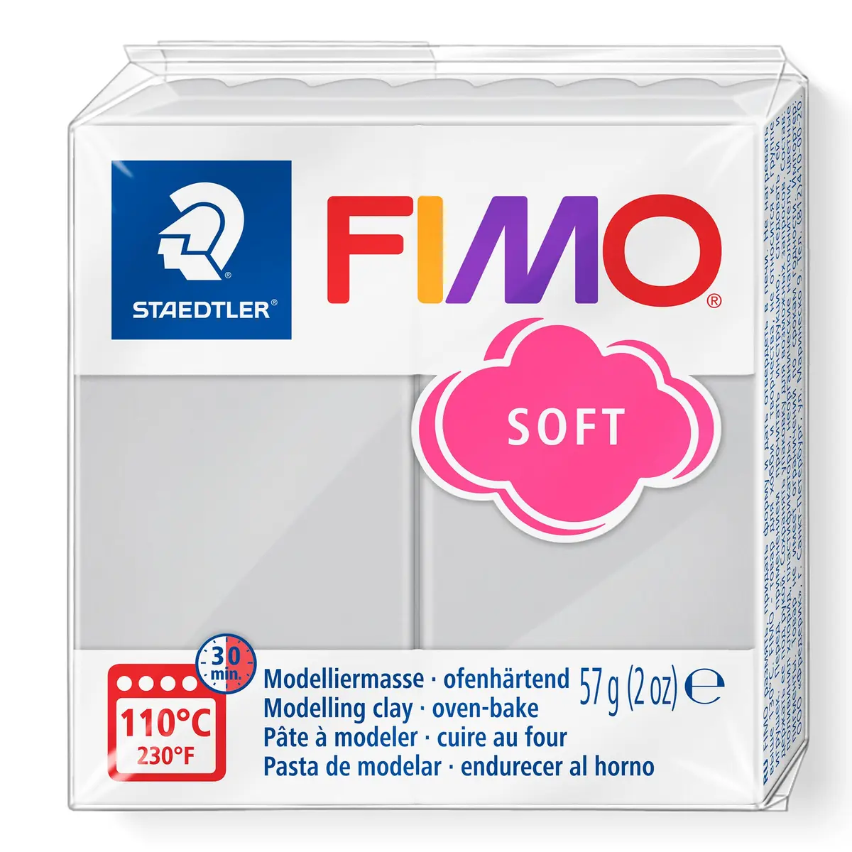 STAEDTLER FIMO Soft Polymer Clay - Oven Bake Clay for Jewelry, Sculpting, Crafting, Dolphin Grey 57g | Pliable, Durable & Easy to Use - main product image