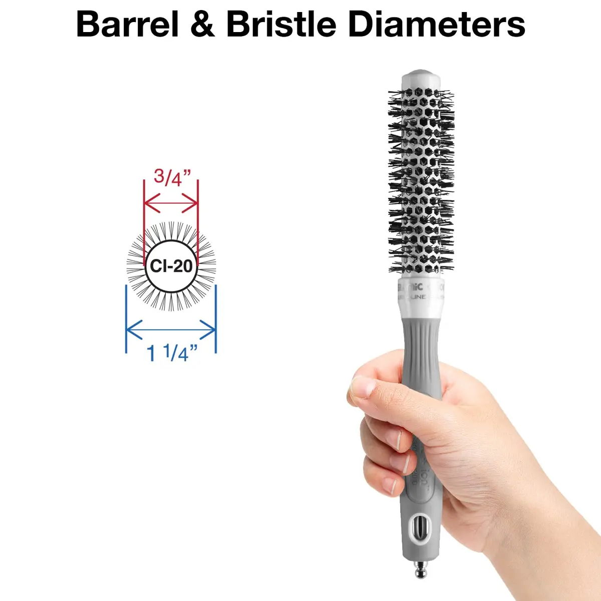 Olivia Garden Ceramic + Ion Round Thermal Hair Brush 19mm (0.75") | Professional Blowout Brush for Normal to Thick Hair - view 2