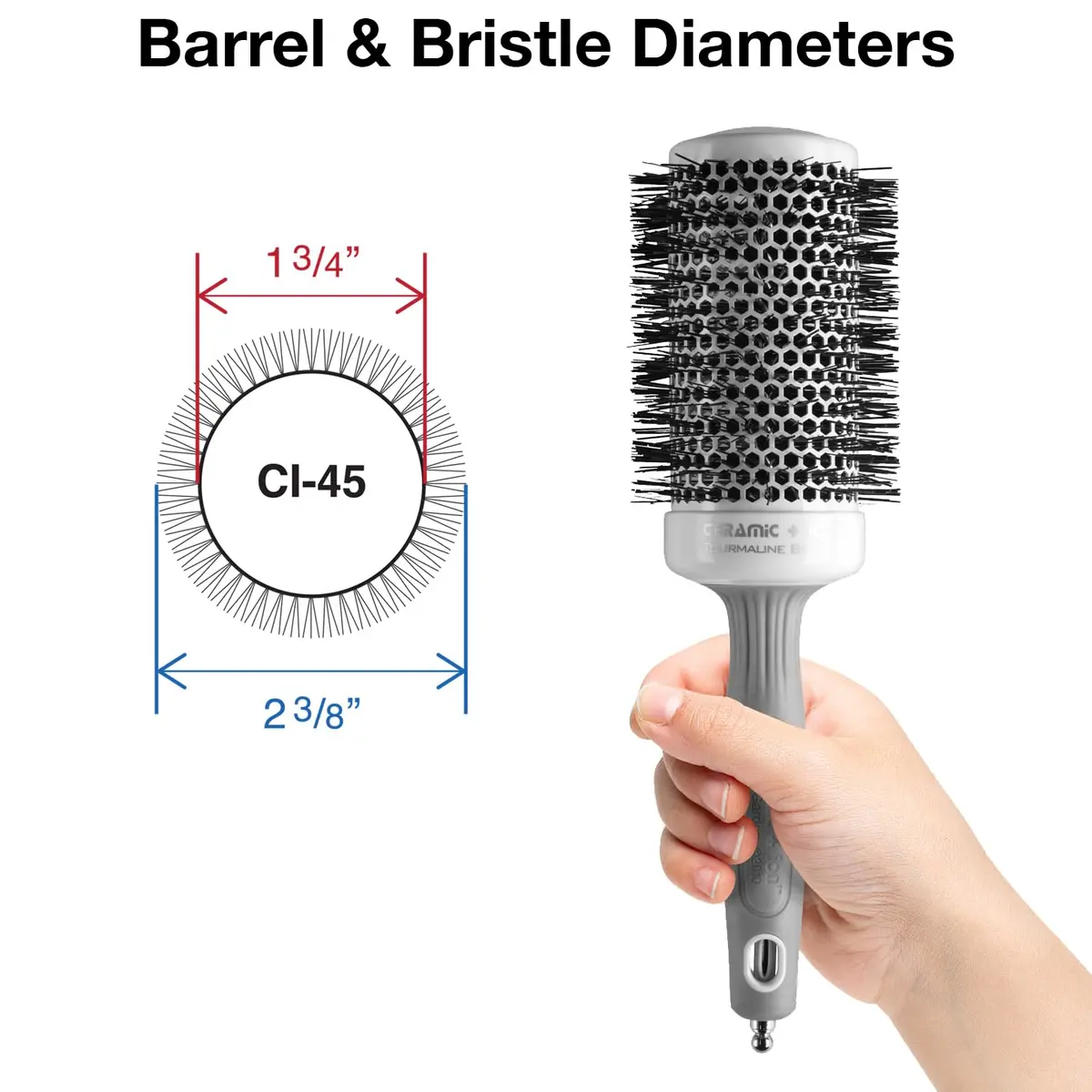 Olivia Garden Ceramic + Ion Round Thermal Hair Brush 1.75" (4.4cm) Barrel | Professional Blowout Brush for Normal to Thick Hair - view 2
