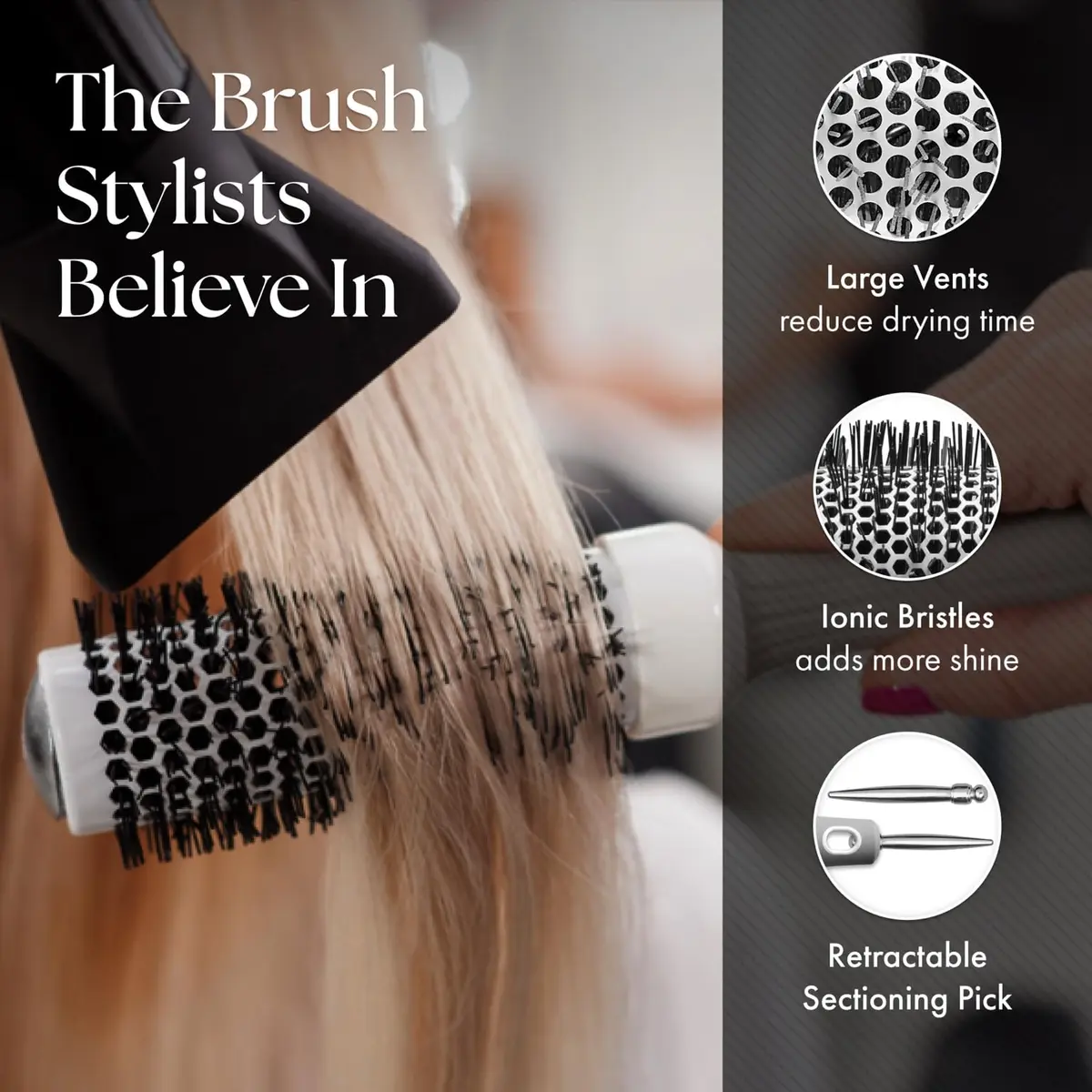 Olivia Garden Ceramic + Ion Round Thermal Hair Brush 1" (25mm) | Professional Blowout Brush for Normal to Thick Hair - view 4