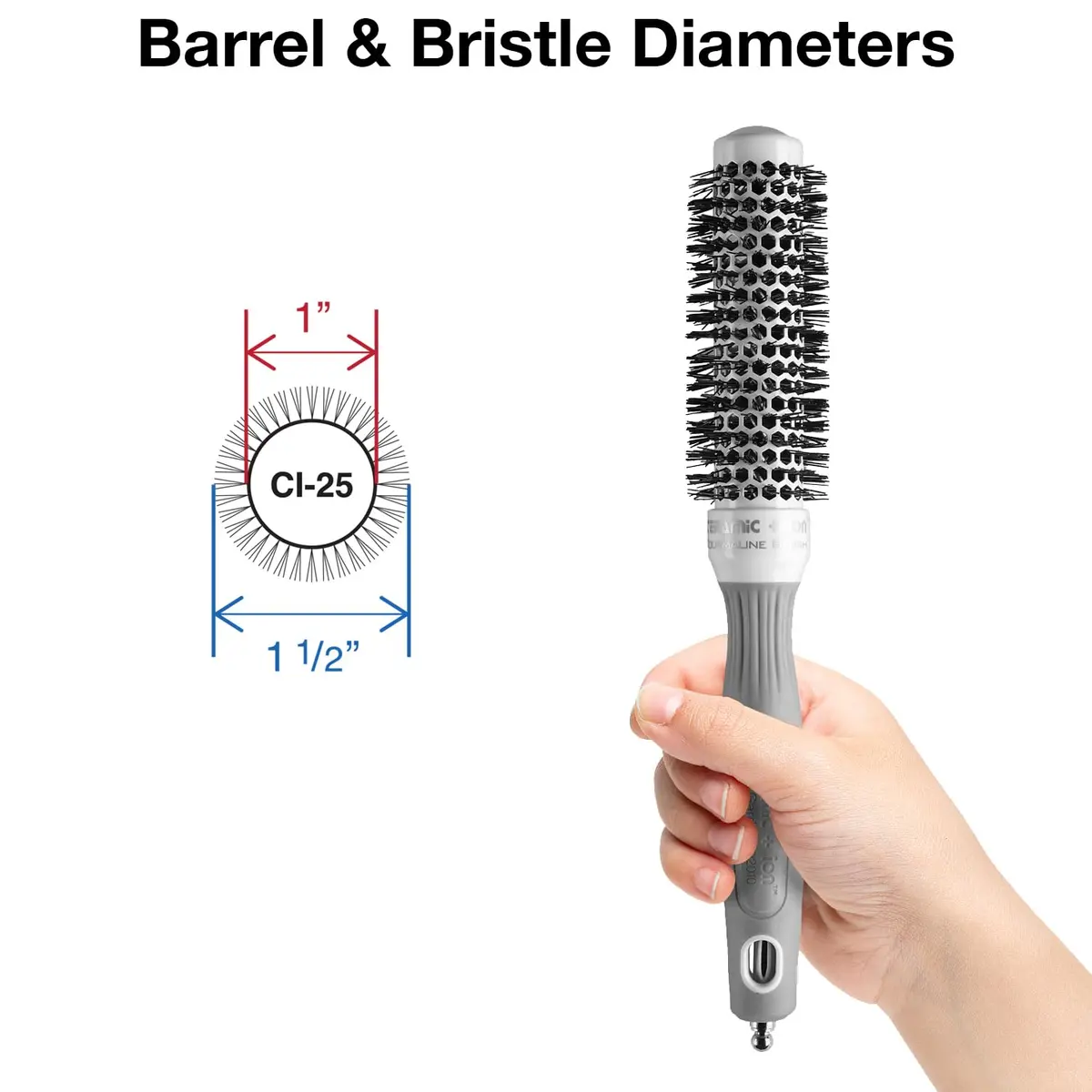 Olivia Garden Ceramic + Ion Round Thermal Hair Brush 1" (25mm) | Professional Blowout Brush for Normal to Thick Hair - view 2