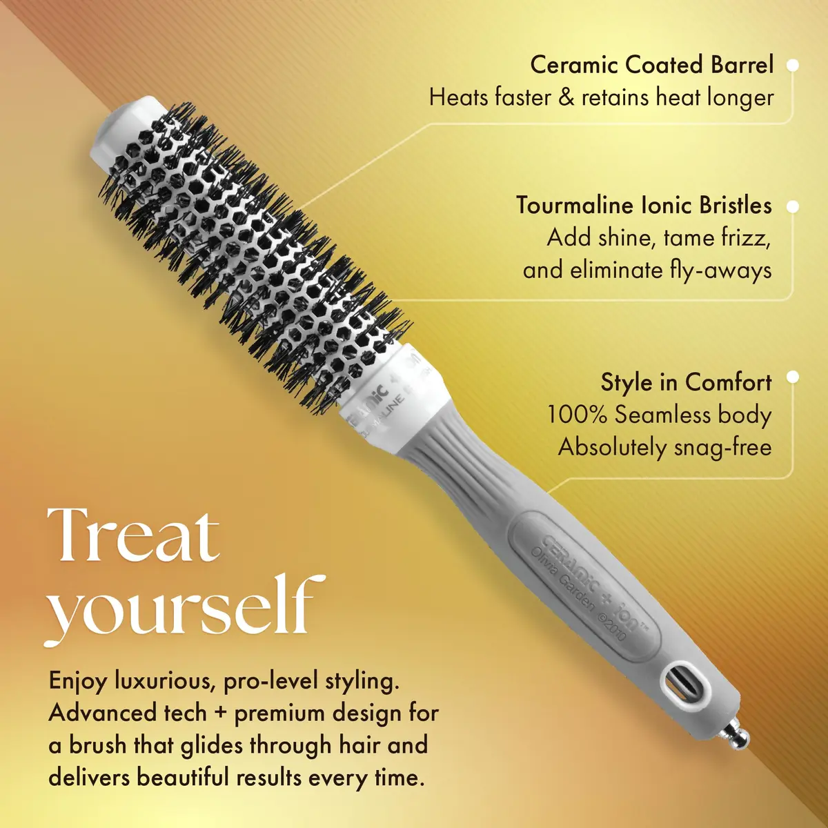 Olivia Garden Ceramic + Ion Round Thermal Hair Brush 1" (25mm) | Professional Blowout Brush for Normal to Thick Hair - view 3