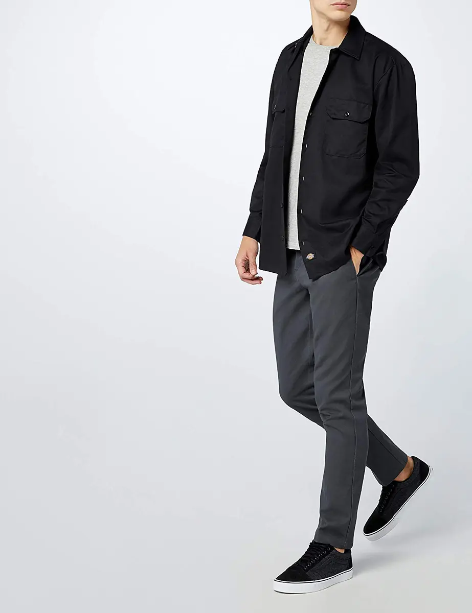 Dickies Men's Long Sleeve Work Shirt Black Small | Moisture-Wicking & Wrinkle-Resistant - view 5