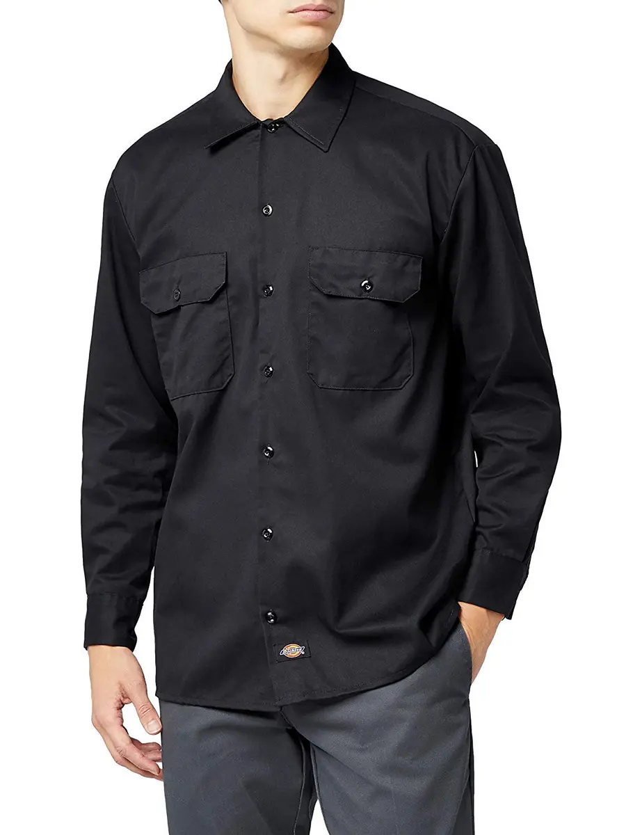 Dickies Men's Long Sleeve Work Shirt Black Small | Moisture-Wicking & Wrinkle-Resistant - view 6