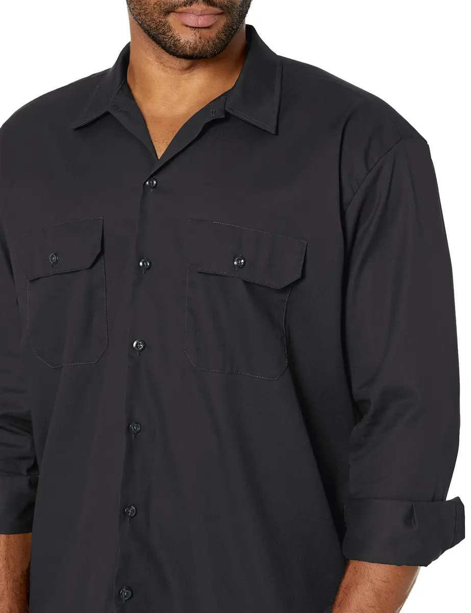 Dickies Men's Long Sleeve Work Shirt Black Small | Moisture-Wicking & Wrinkle-Resistant - view 3