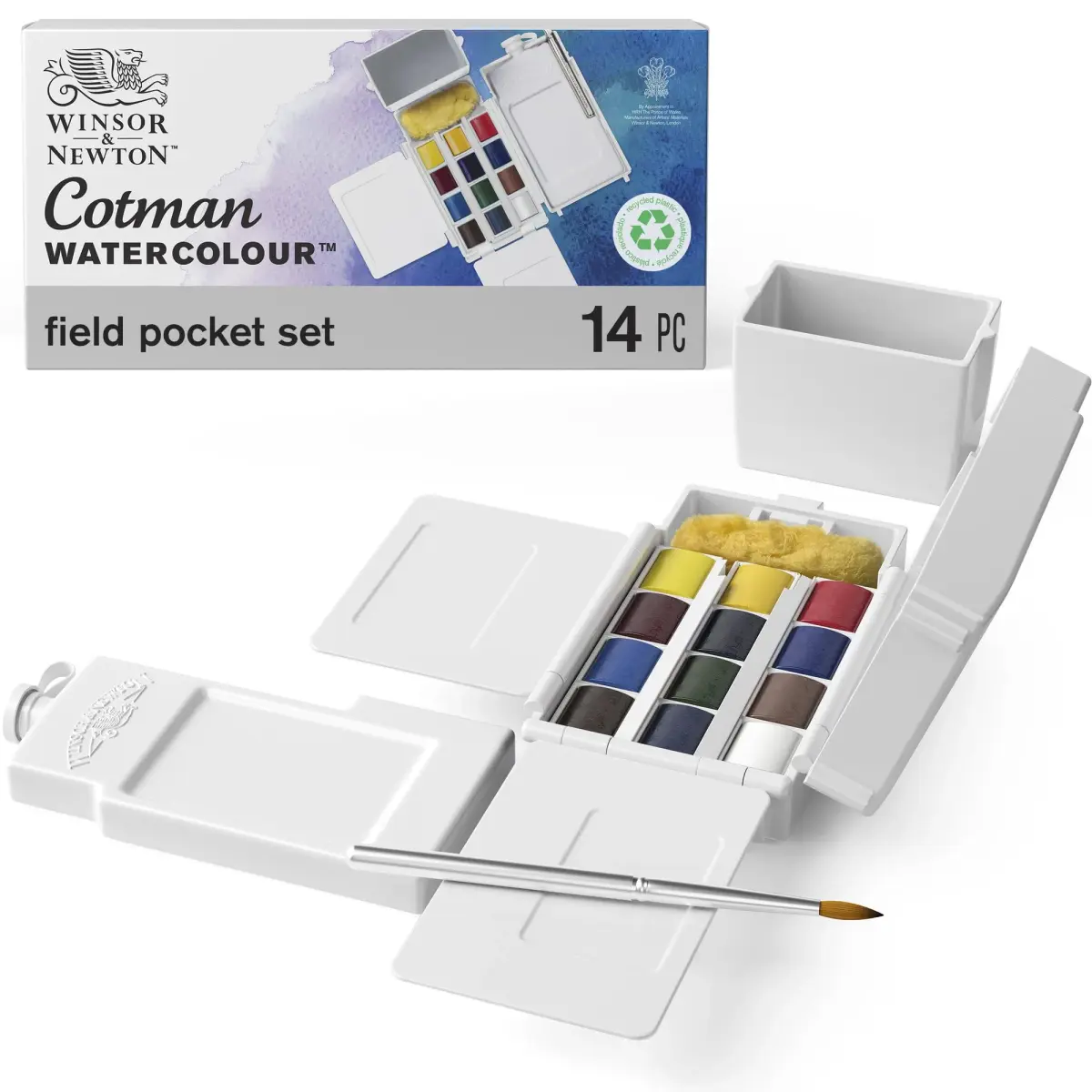 Winsor & Newton Cotman 14 Piece Watercolor Paint Set with Brush and Travel Accessories - main product image