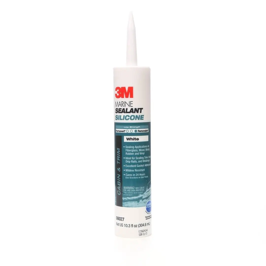 3M Marine Grade Silicone Sealant White 298ml (10.3 fl oz) Cartridge | Non-Sag, Waterproof, Mildew-Resistant - main product image